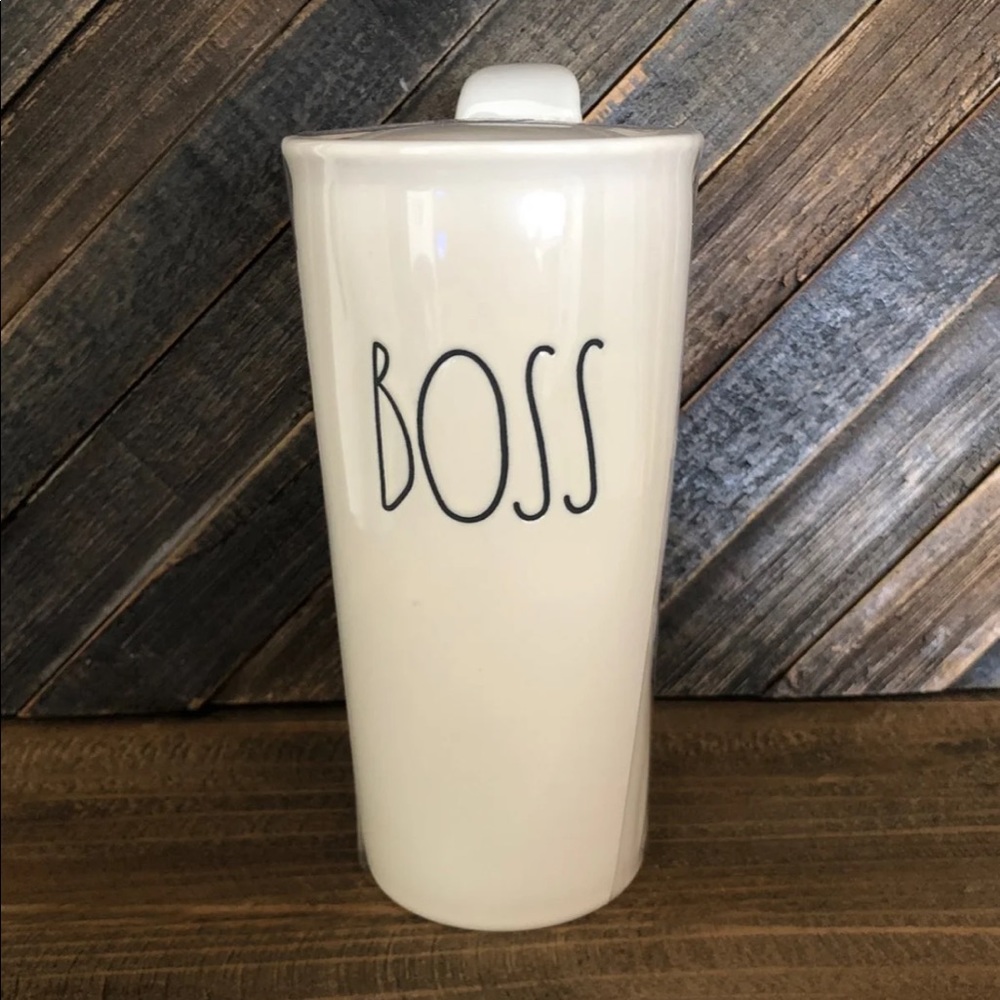 Rae Dunn Boss Ceramic Coffee Tumbler Mug